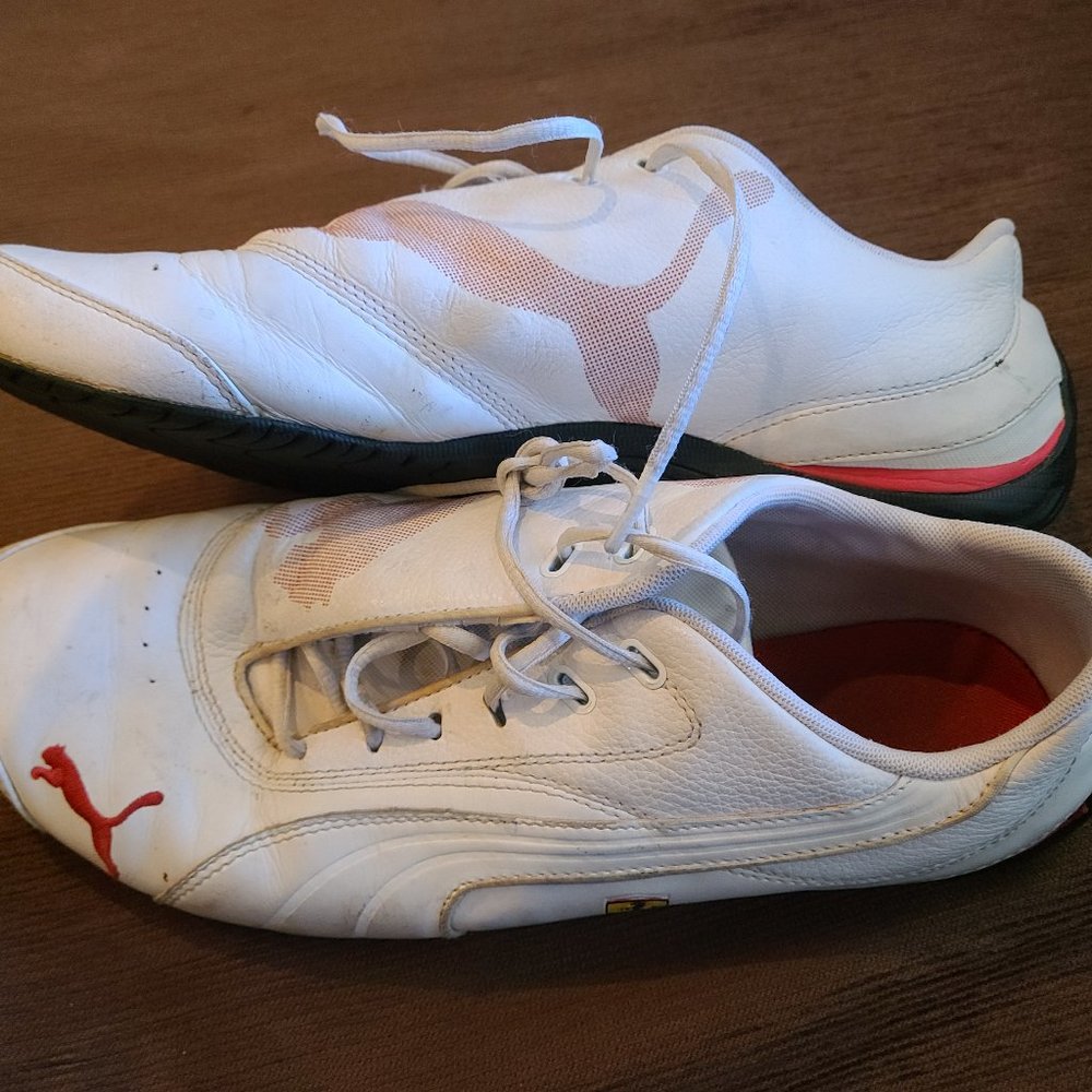 Puma Mens 9.5 Ferrari Drift Cat III Sf Shoes White Racecar  USED